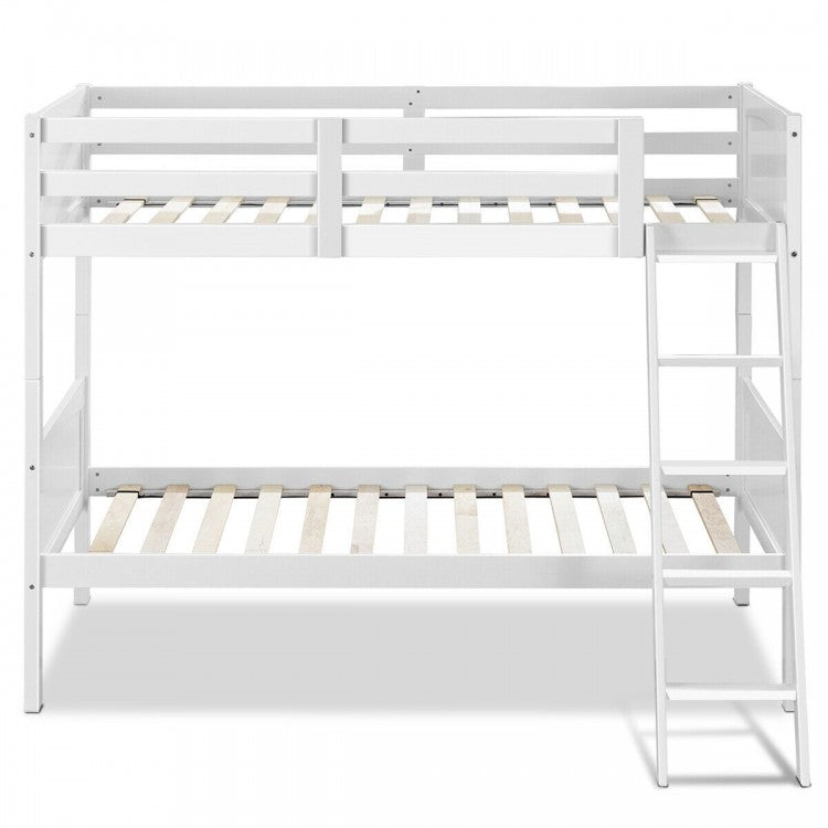 Convertible Twin Bunk Bed to 2 Individual Wooden Beds - White