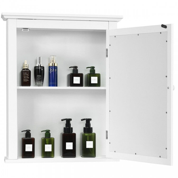 Wall-Mounted Bathroom Mirror Cabinet with Adjustable Shelves