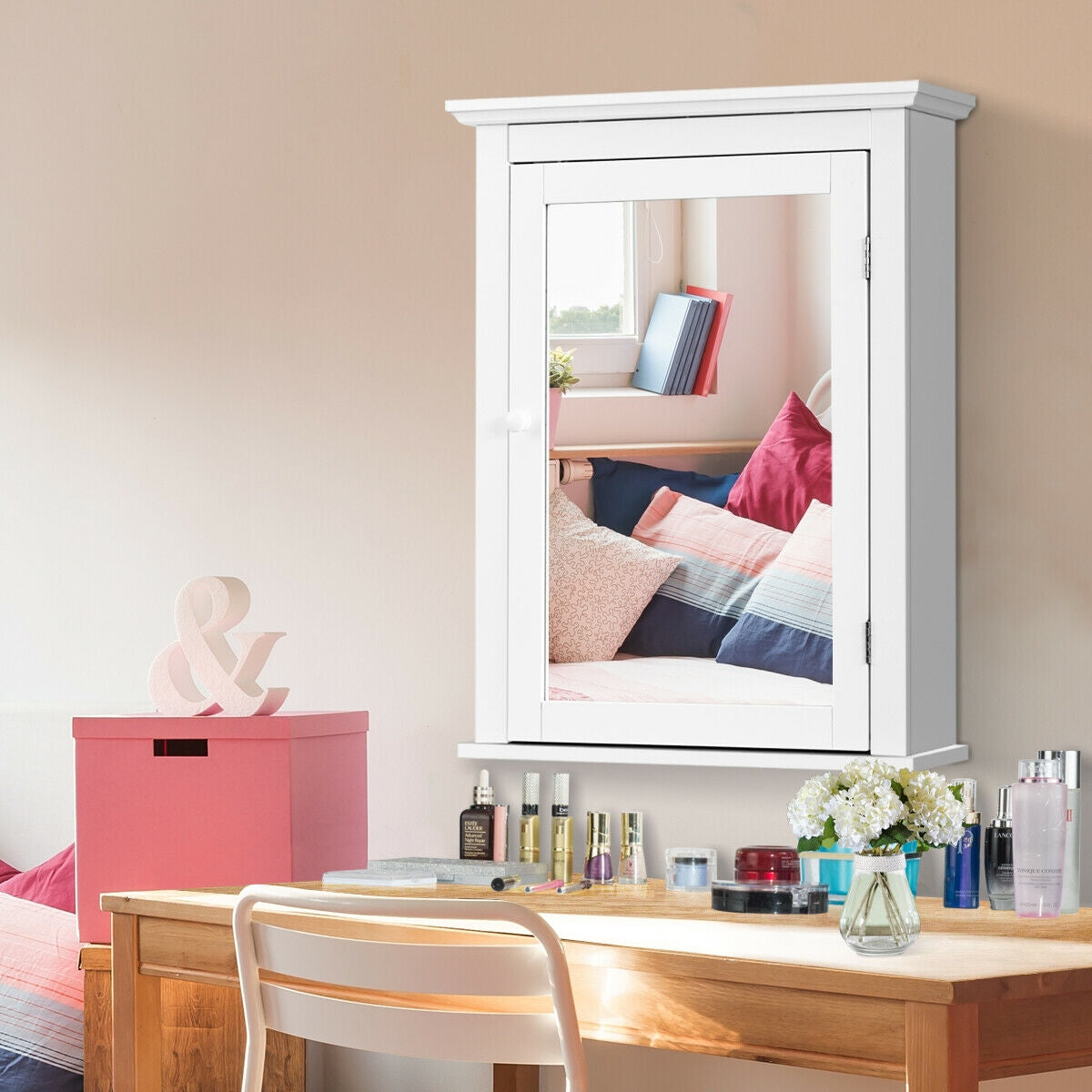 Wall-Mounted Bathroom Mirror Cabinet with Adjustable Shelves