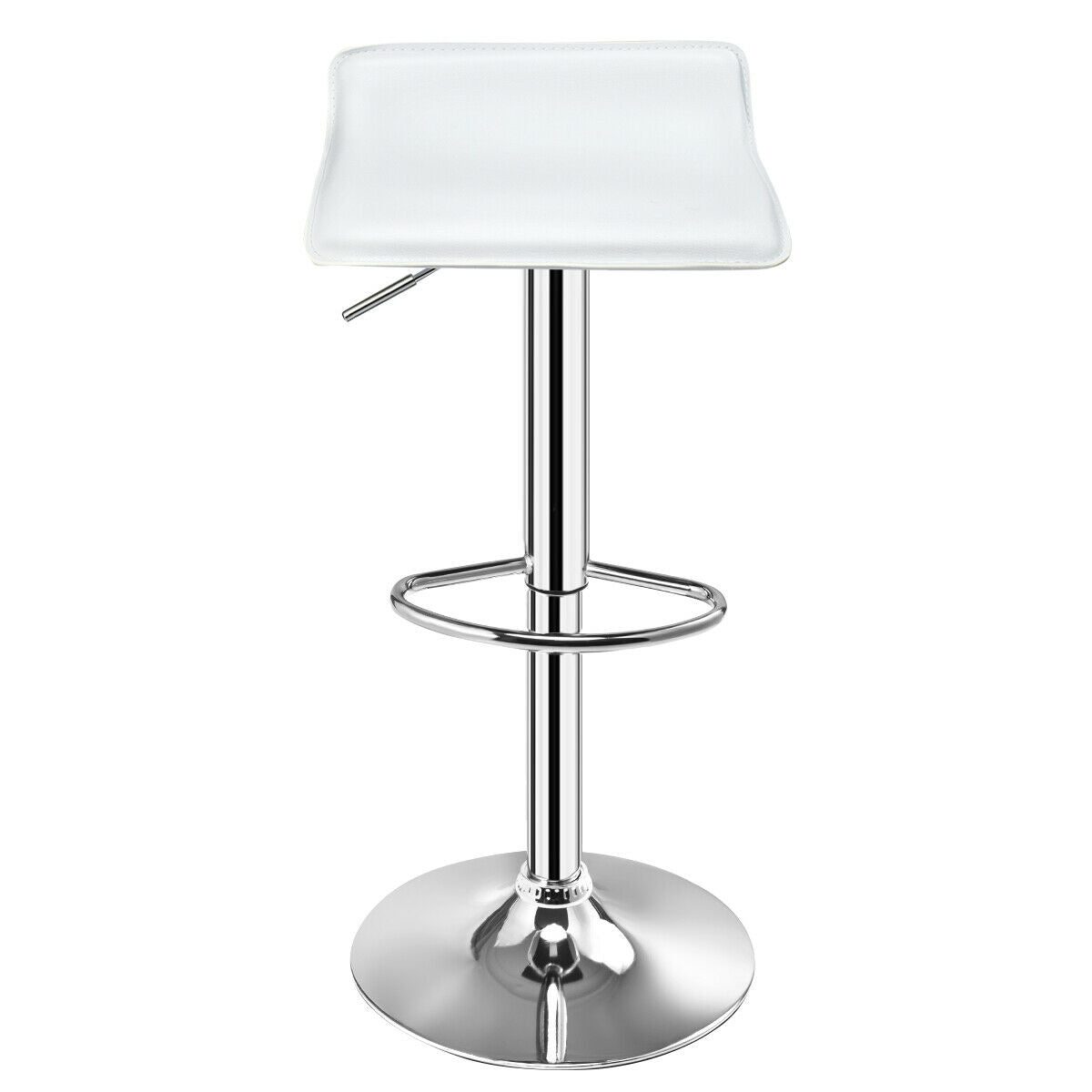 Set of 2 Adjustable Backless Bar Stools with PU Leather Seats and Chrome Steel Base in White