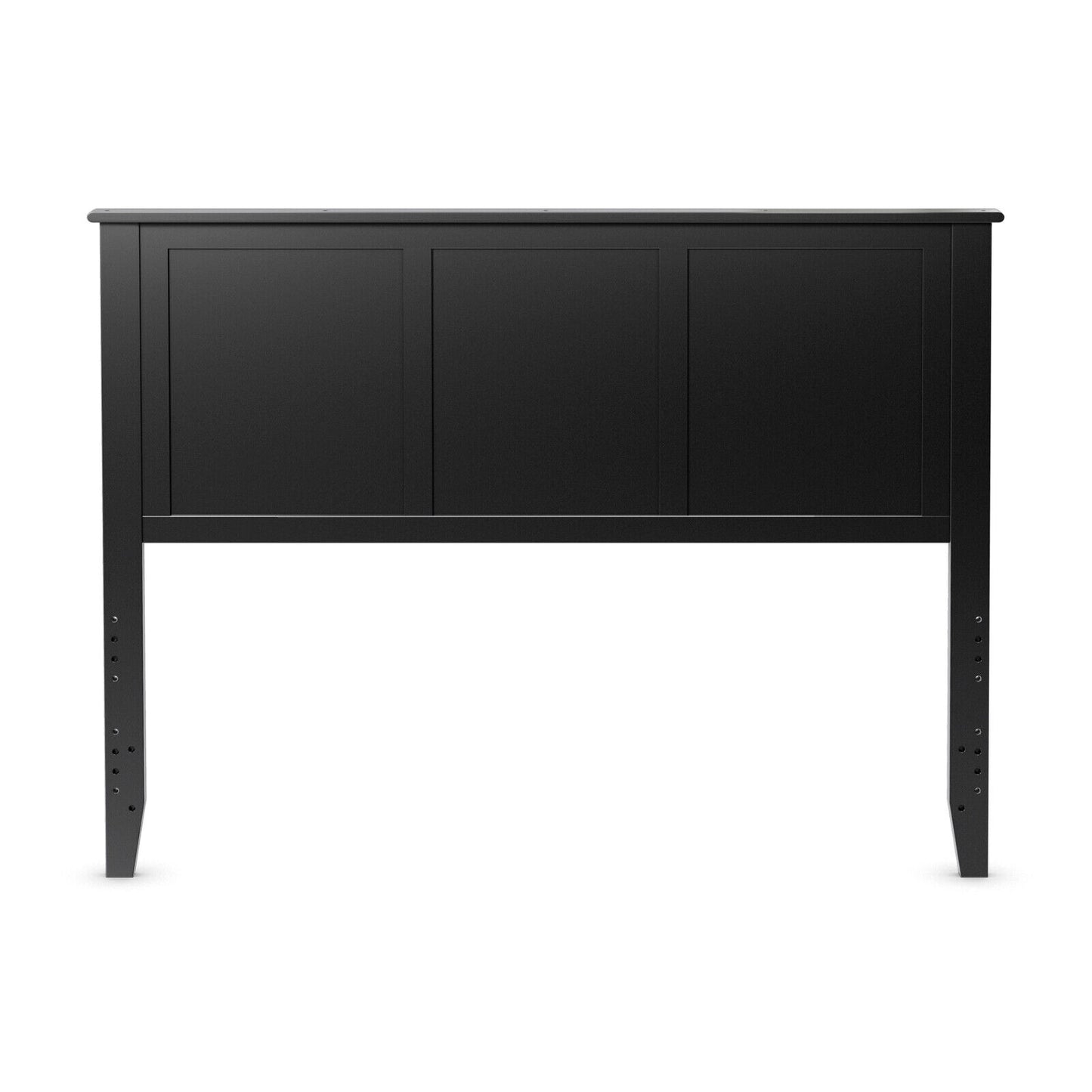 Full Size Wood Headboard with Adjustable Height and Pre-Drilled Holes - Black