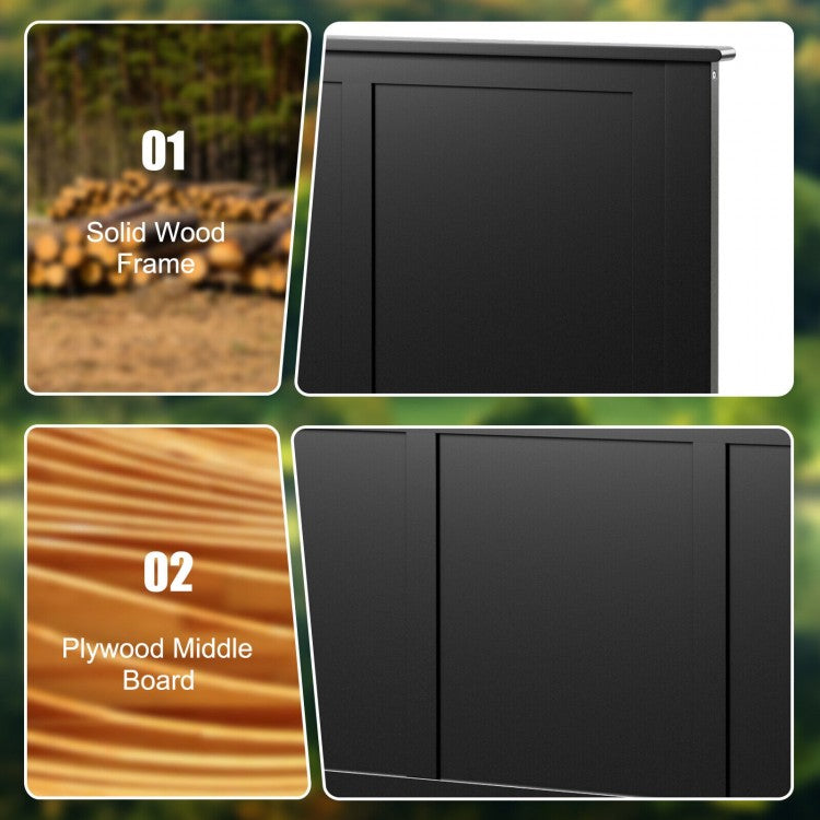 Full Size Wood Headboard with Adjustable Height and Pre-Drilled Holes - Black
