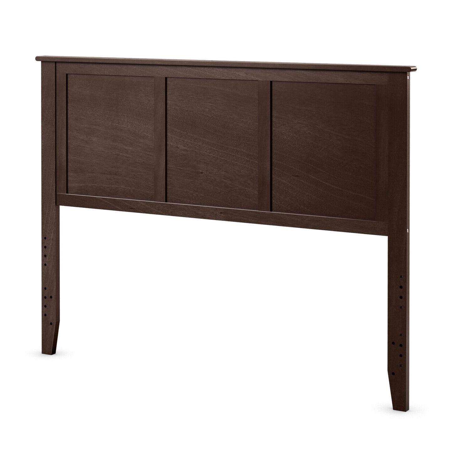 Full Size Wood Headboard with Adjustable Height and Pre-Drilled Holes - Brown
