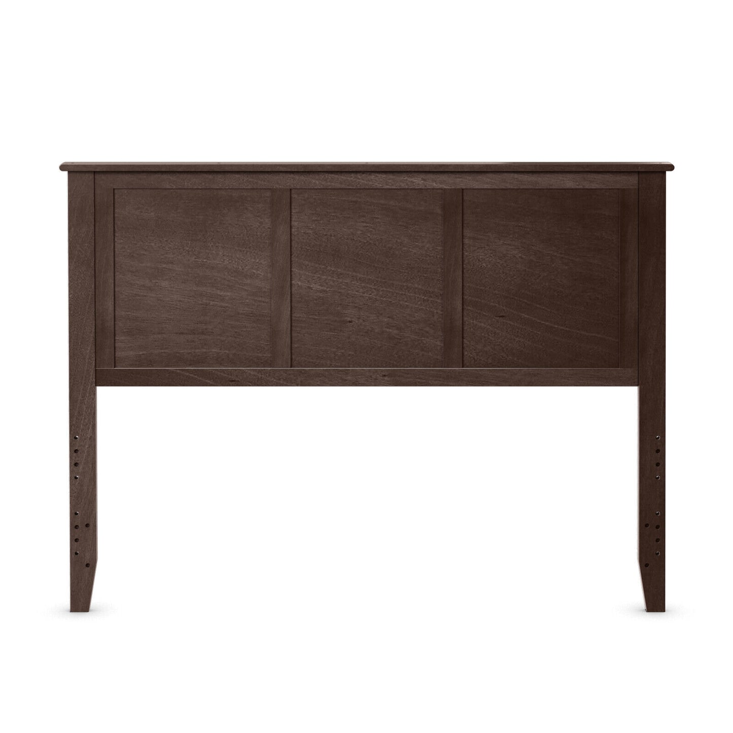 Full Size Wood Headboard with Adjustable Height and Pre-Drilled Holes - Brown