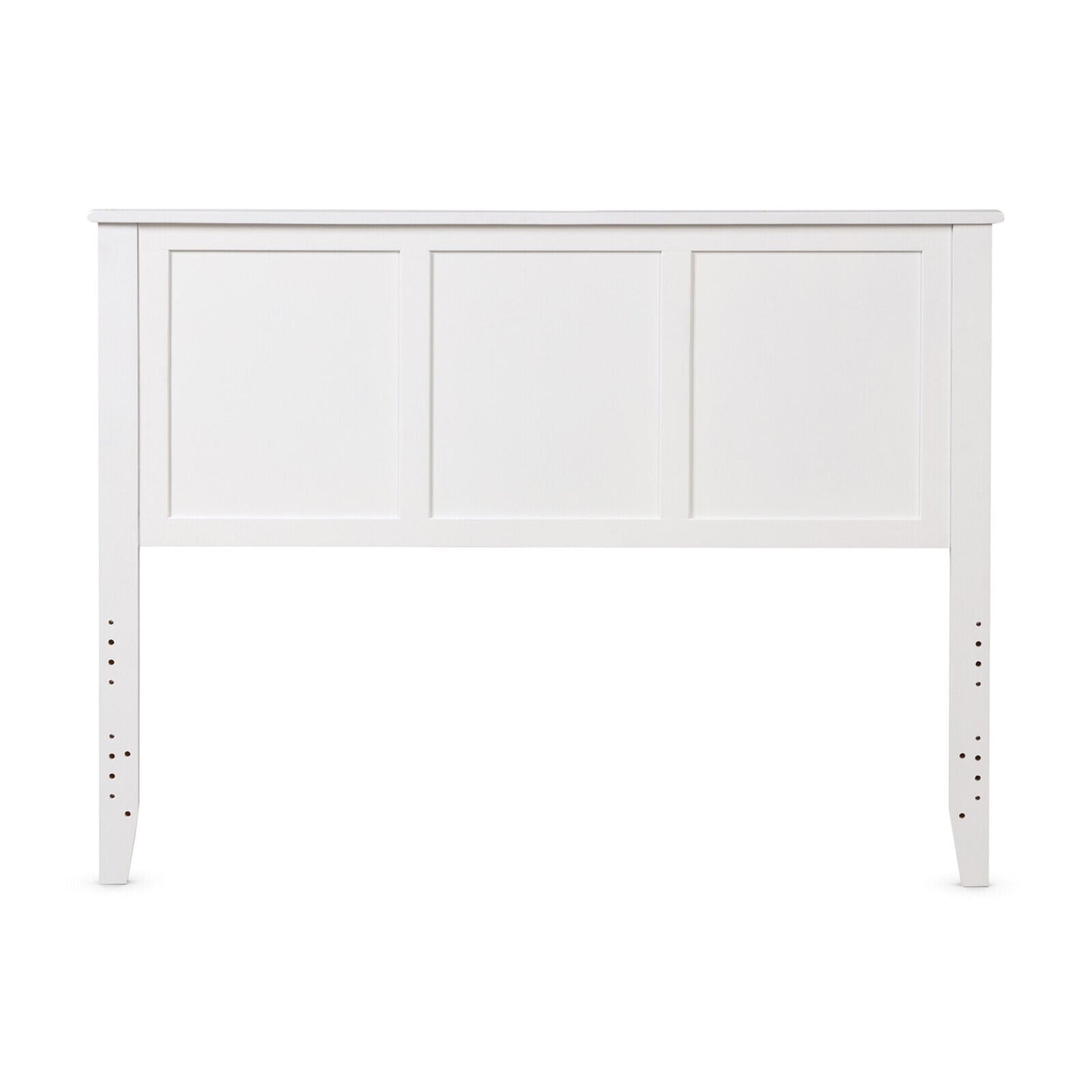 Full Size Wood Headboard with Adjustable Height and Pre-Drilled Holes - White