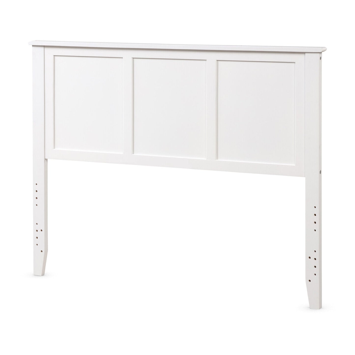 Full Size Wood Headboard with Adjustable Height and Pre-Drilled Holes - White