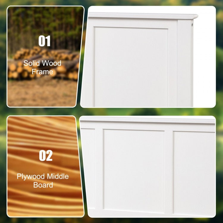 Full Size Wood Headboard with Adjustable Height and Pre-Drilled Holes - White