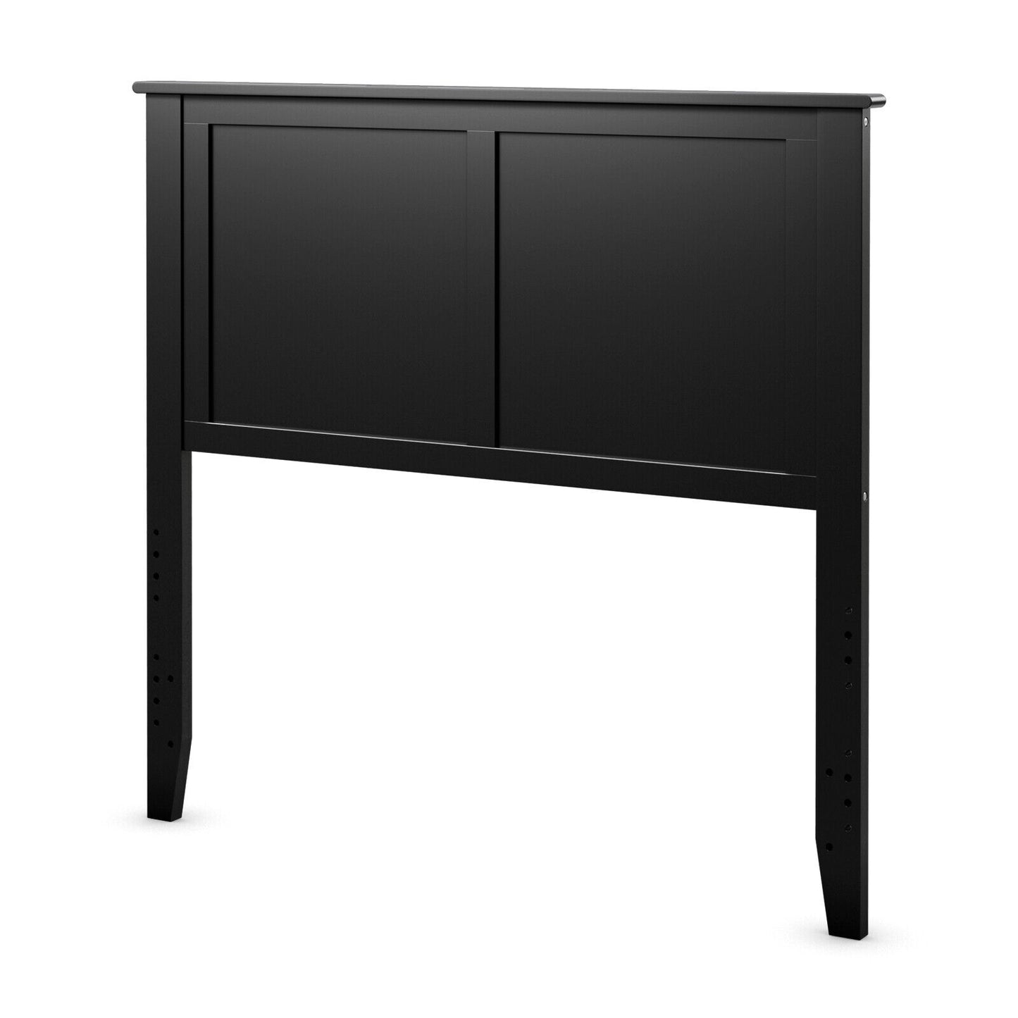 Elegant Solid Wood Twin Bed Headboard with Flat Panel Design - Black