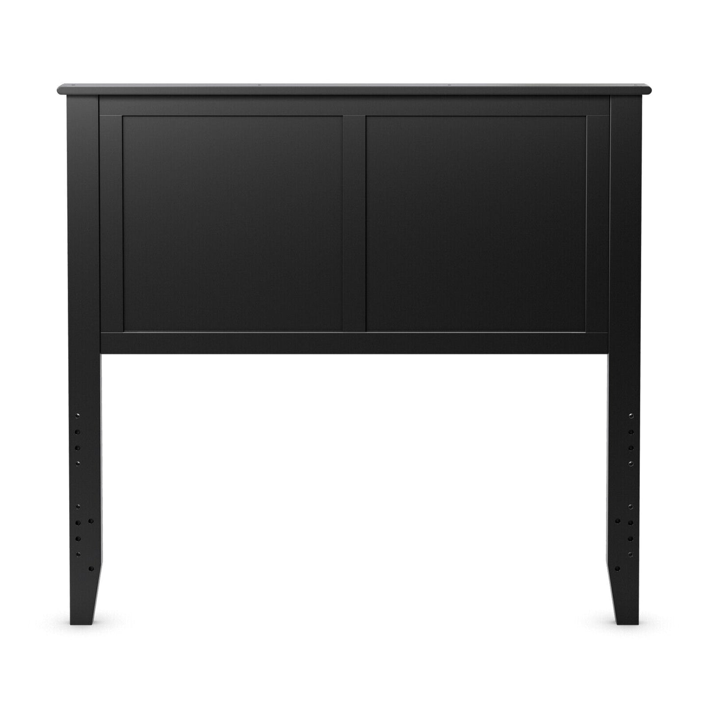 Elegant Solid Wood Twin Bed Headboard with Flat Panel Design - Black