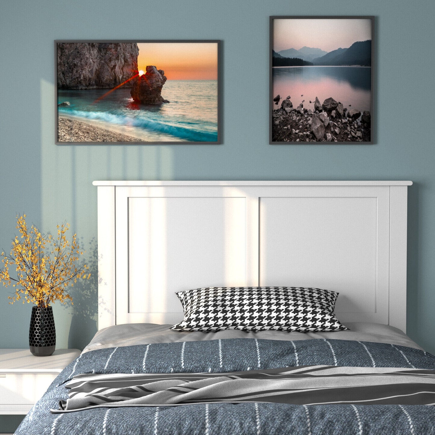 Elegant Solid Wood Twin Bed Headboard with Flat Panel Design - White