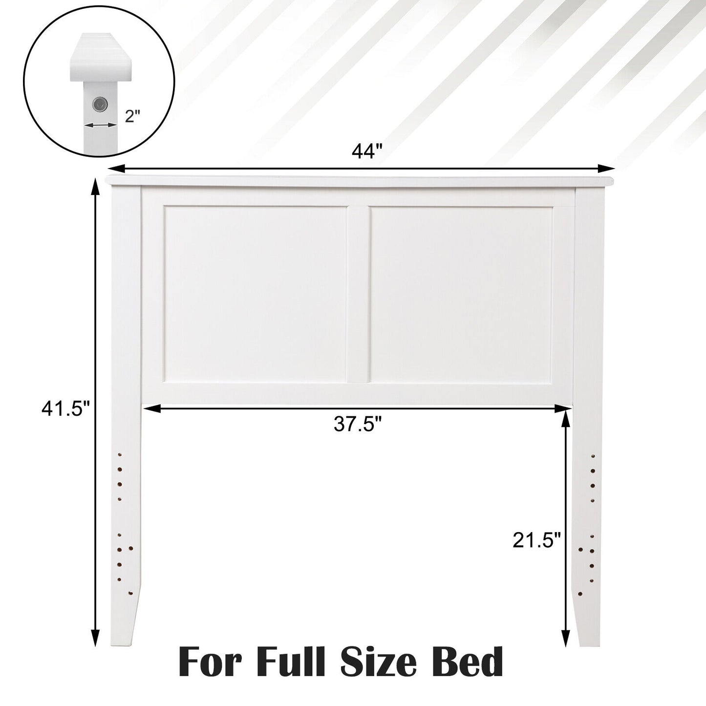 Elegant Solid Wood Twin Bed Headboard with Flat Panel Design - White