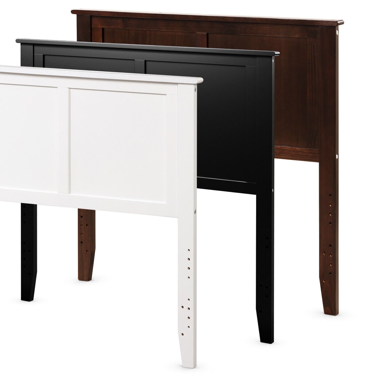 Elegant Solid Wood Twin Bed Headboard with Flat Panel Design - White