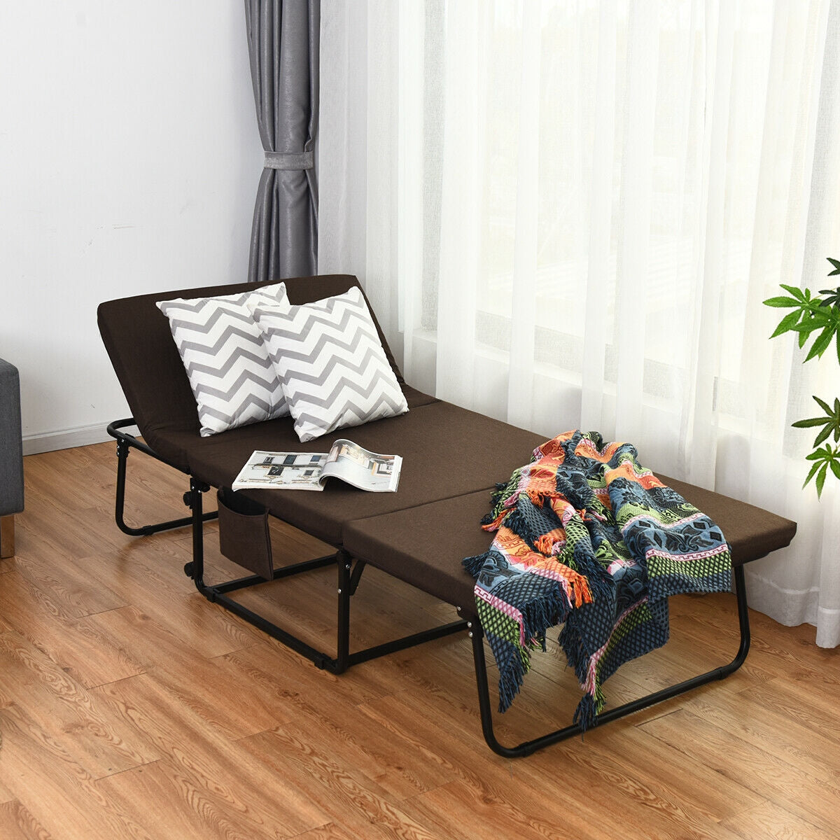 6 Position Adjustable Folding Guest Bed with Comfortable Mattress