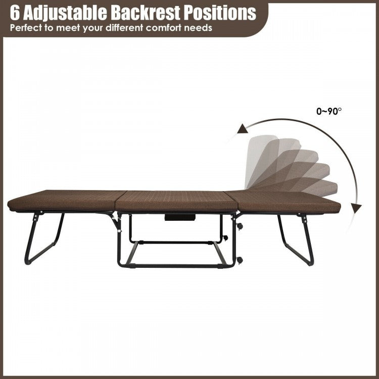 6 Position Adjustable Folding Guest Bed with Comfortable Mattress
