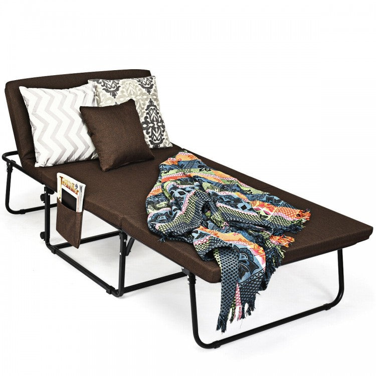 6 Position Adjustable Folding Guest Bed with Comfortable Mattress