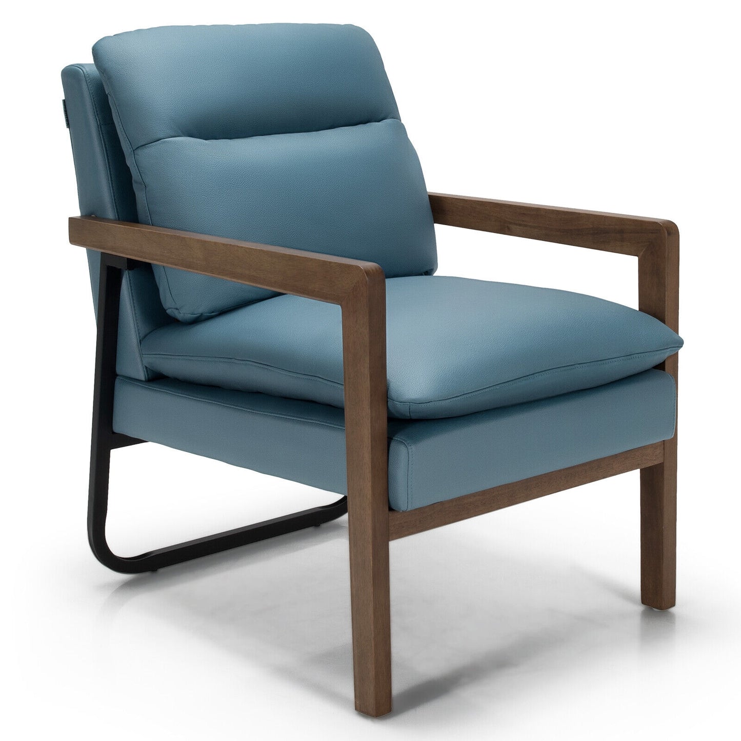 Cozy Upholstered Accent Chair with Thick Seat and Back Cushions – Blue