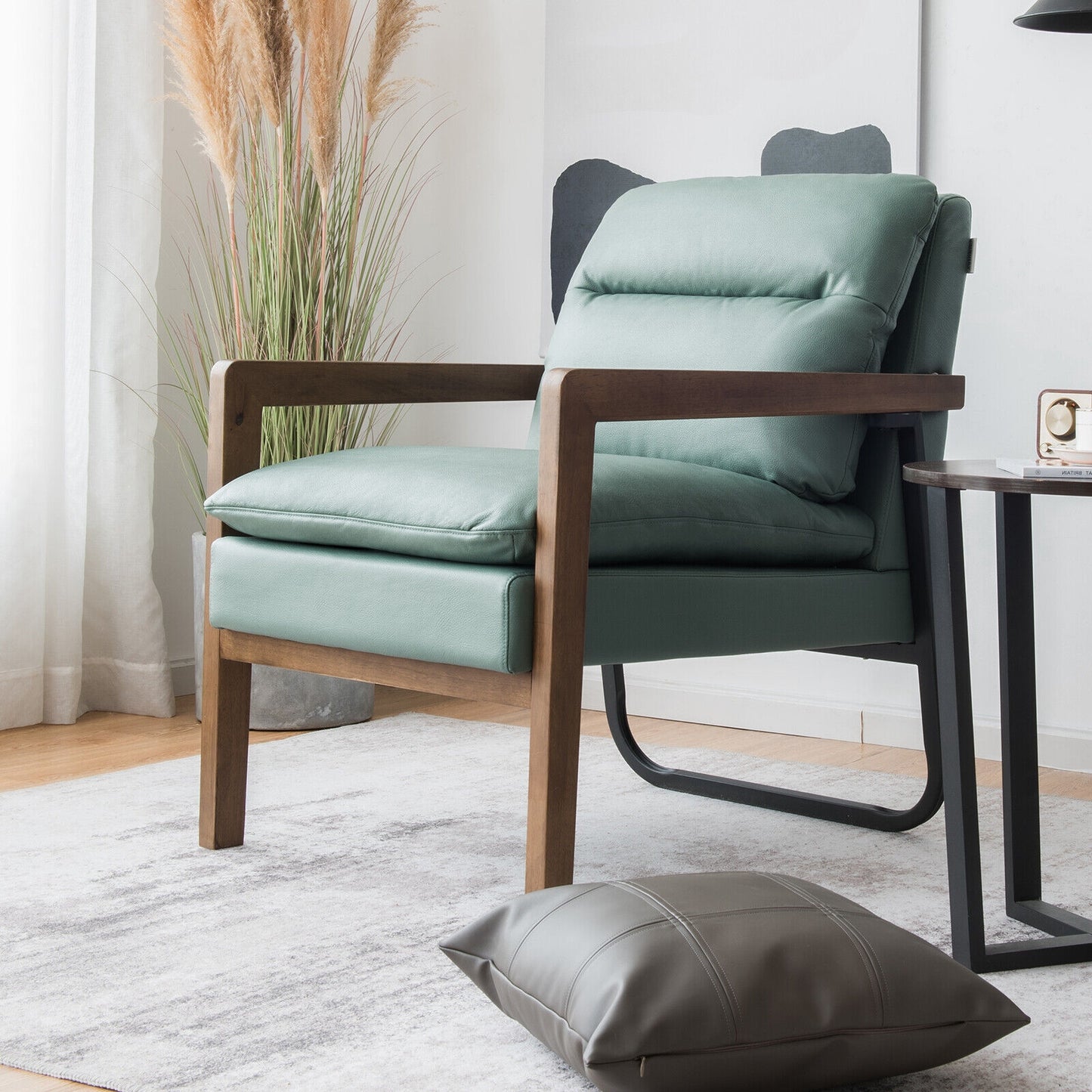 Cozy Upholstered Accent Chair with Thick Seat and Back Cushions – Green