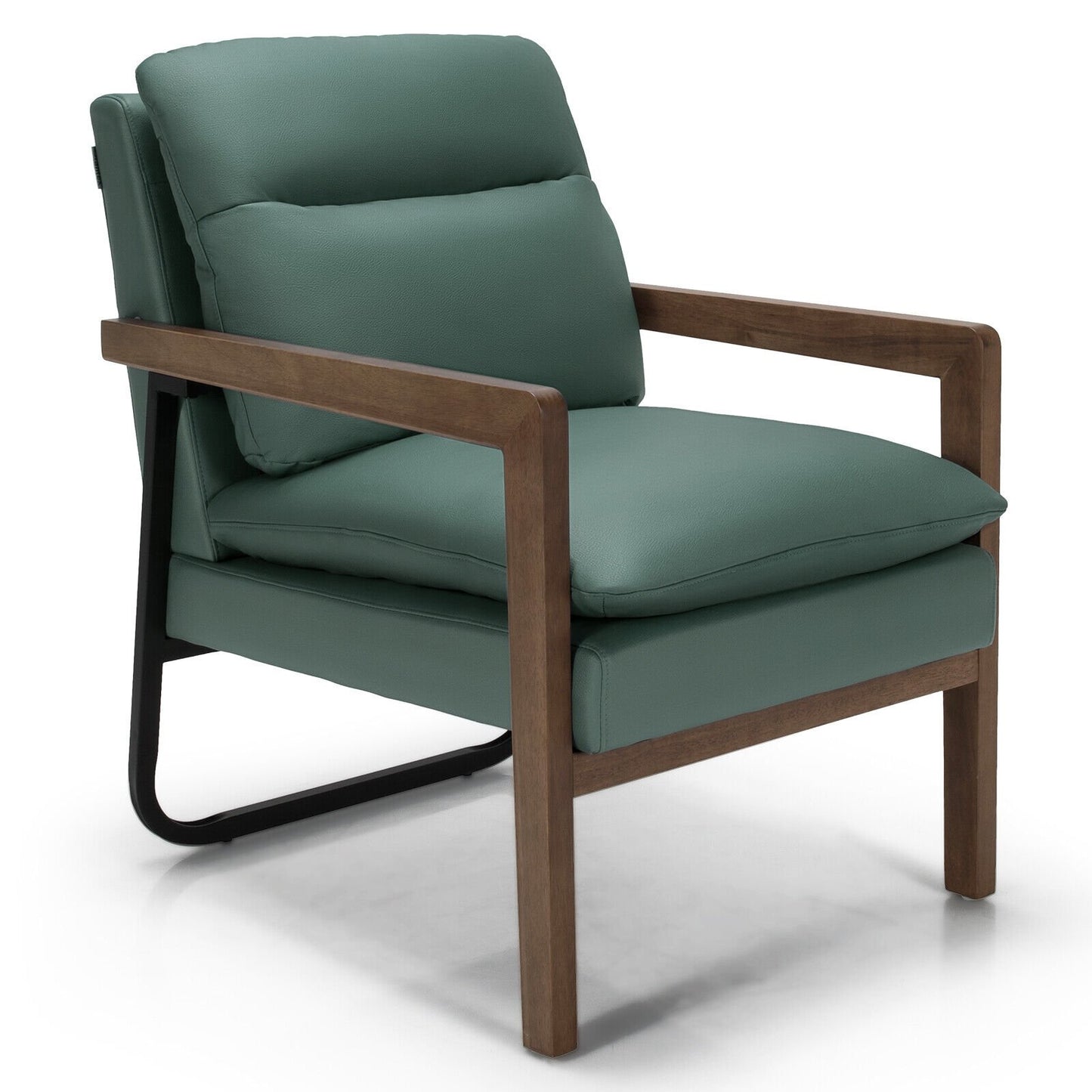 Cozy Upholstered Accent Chair with Thick Seat and Back Cushions – Green
