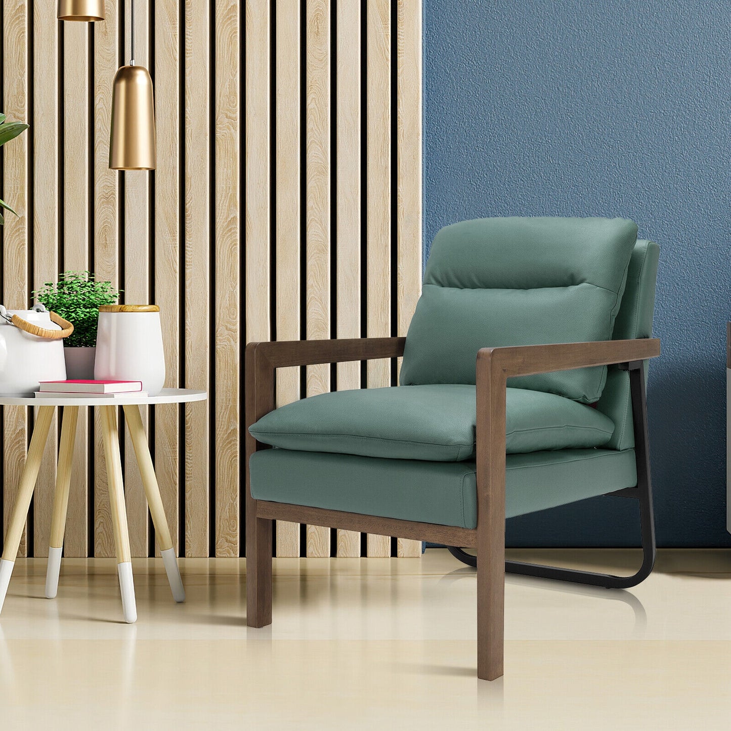 Cozy Upholstered Accent Chair with Thick Seat and Back Cushions – Green