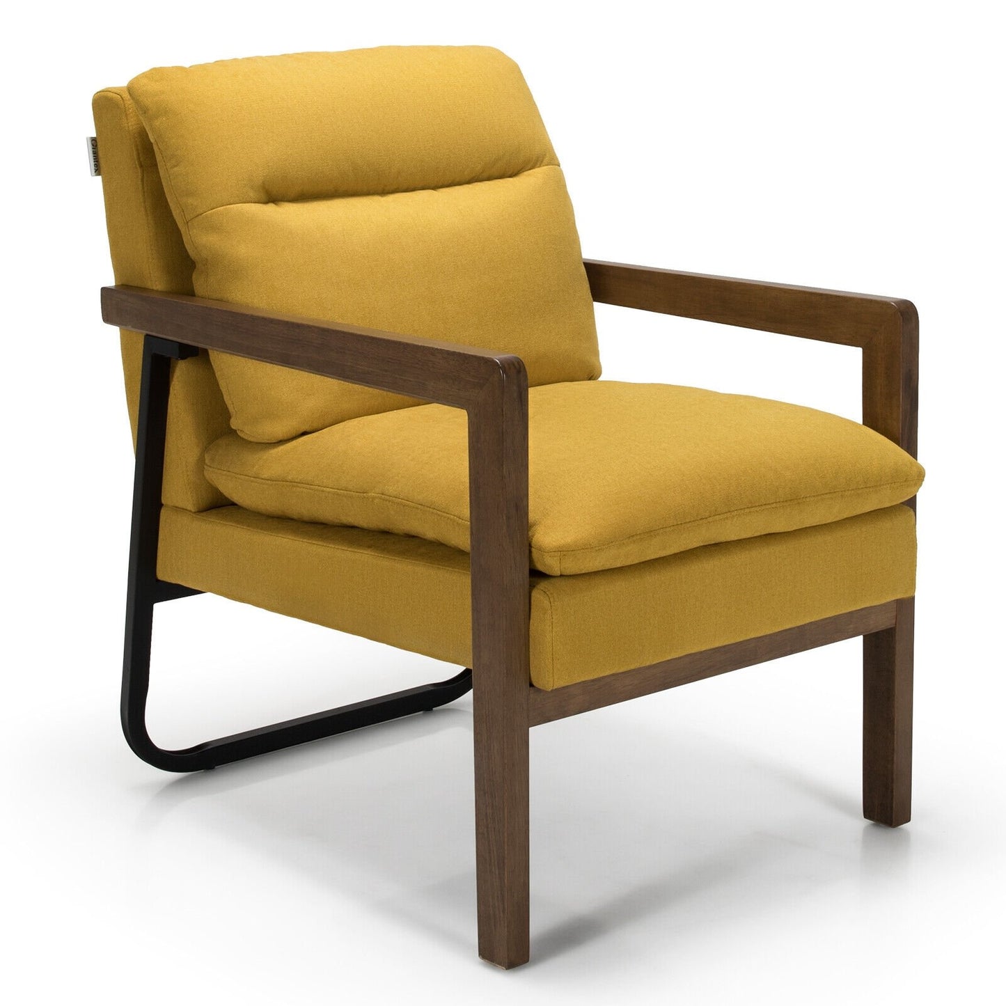 Cozy Upholstered Accent Chair with Thick Seat and Back Cushions – Yellow