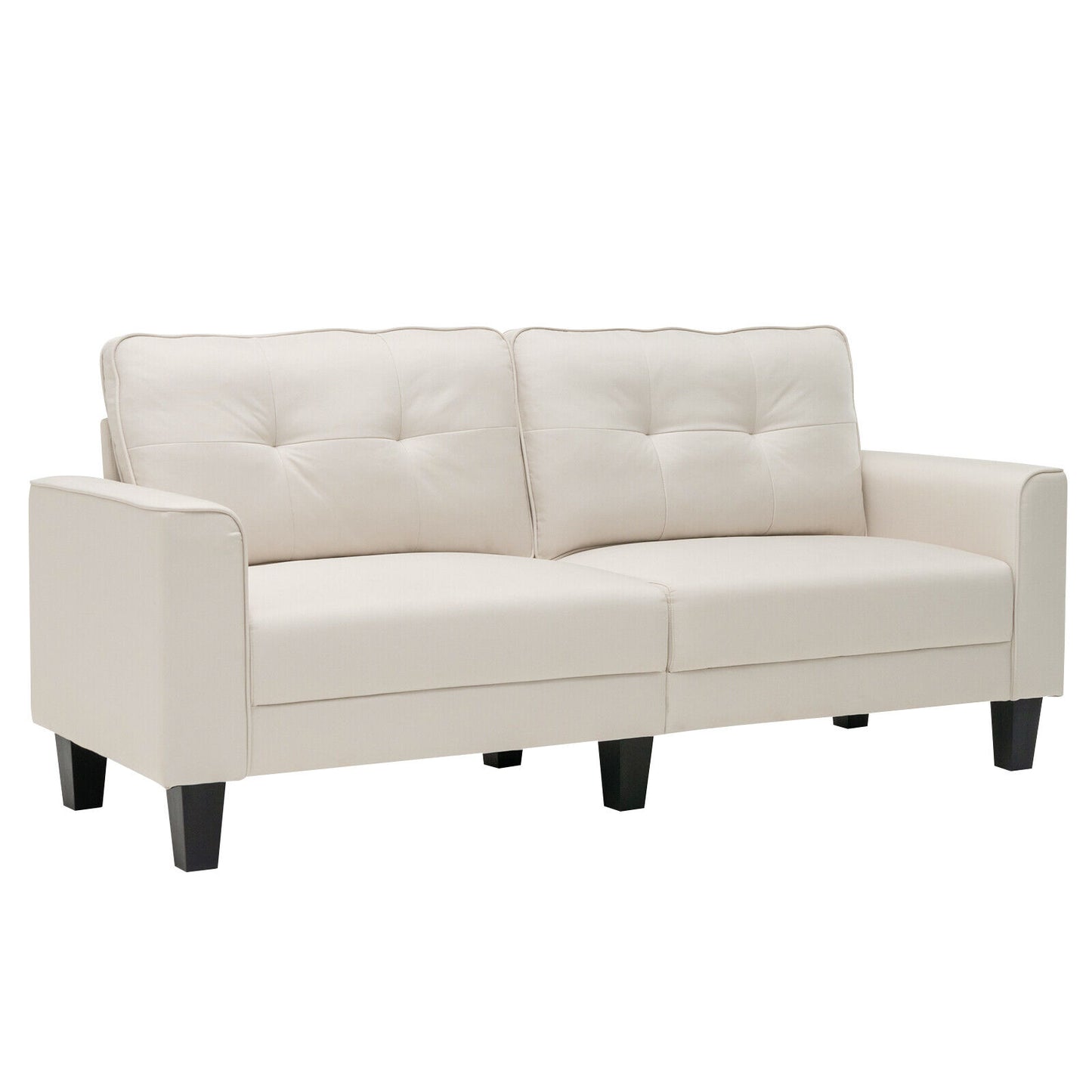 79.5 Inch Beige Loveseat Sofa with Removable Back Cushions and Soft Fabric Upholstery
