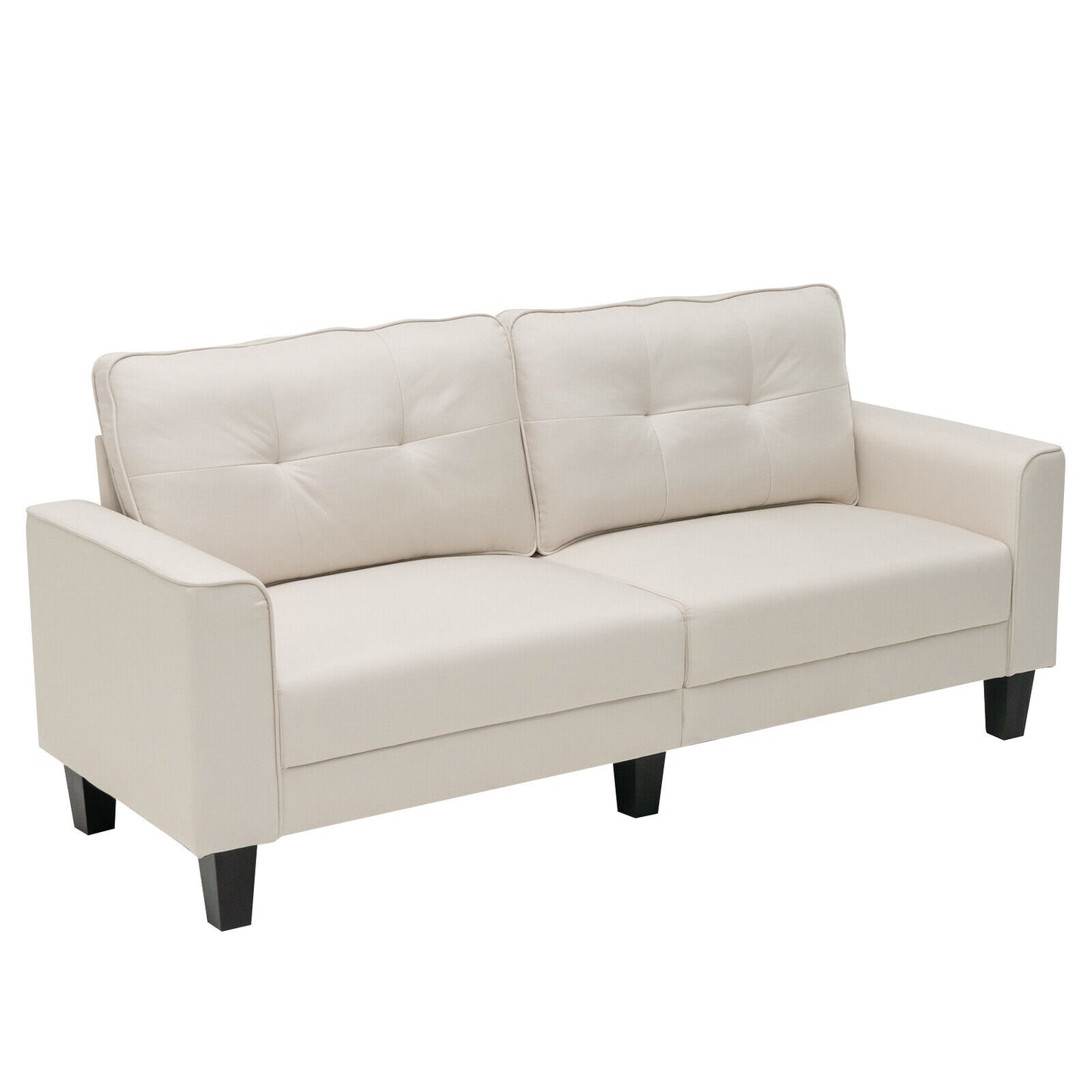 79.5 Inch Beige Loveseat Sofa with Removable Back Cushions and Soft Fabric Upholstery