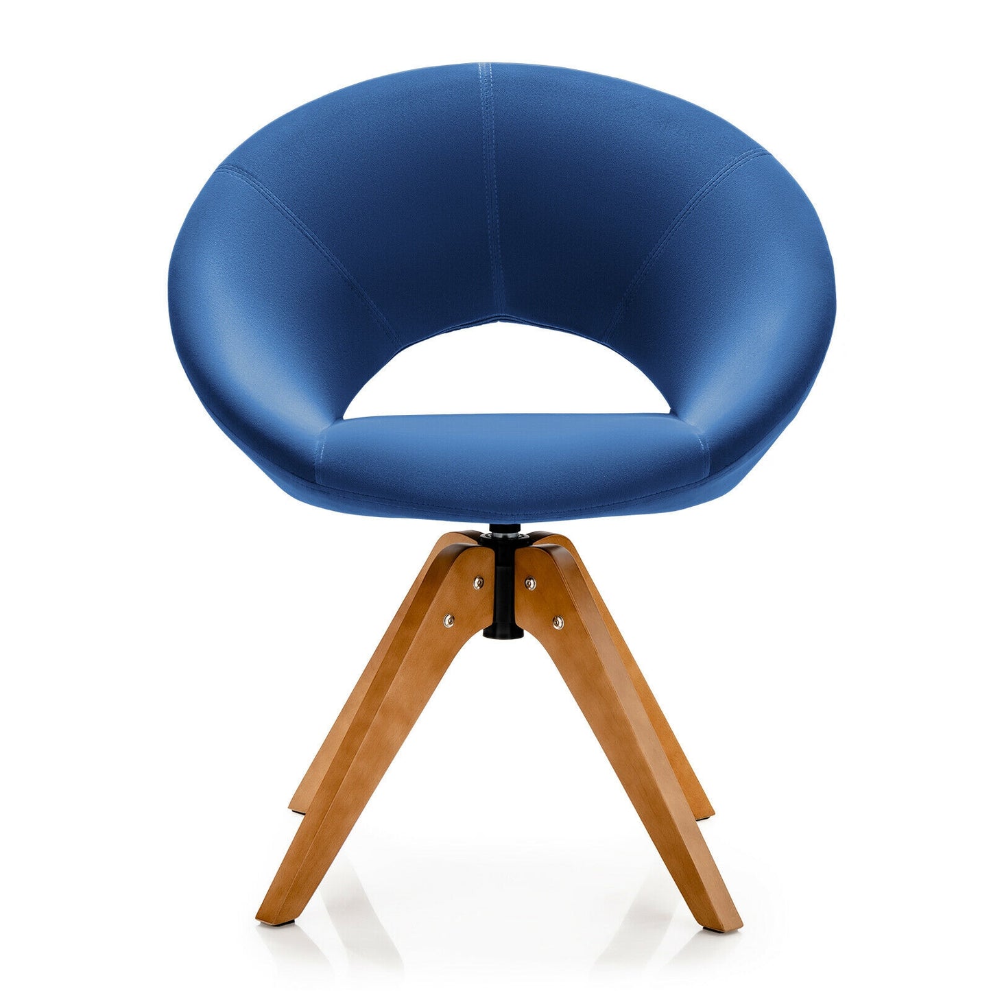 360 Degree Swivel Upholstered Accent Chair with Curved Back and Beech Legs - Blue