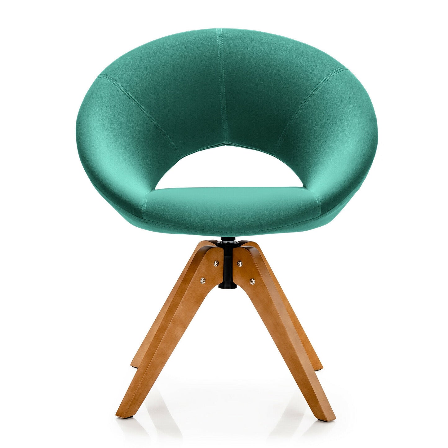 360 Degree Swivel Upholstered Accent Chair with Curved Back and Beech Legs - Green