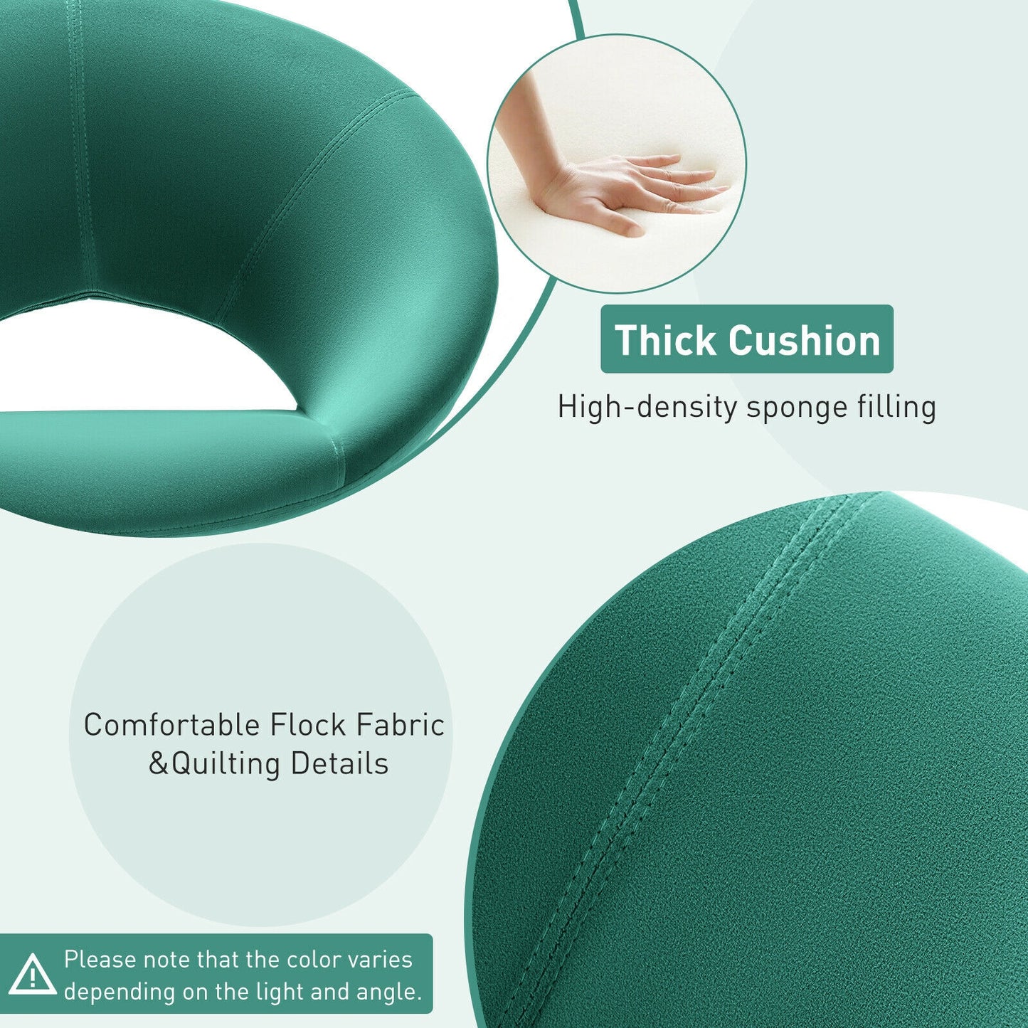360 Degree Swivel Upholstered Accent Chair with Curved Back and Beech Legs - Green