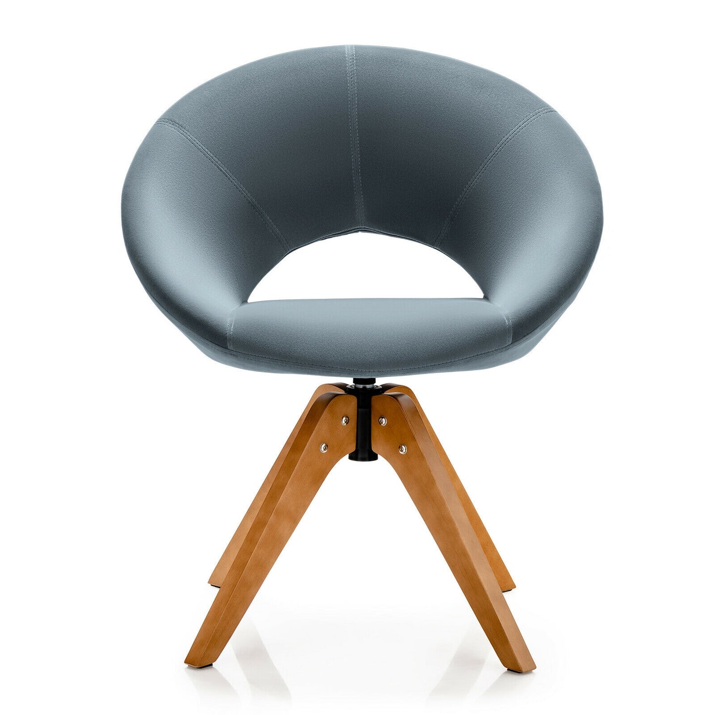 360 Degree Swivel Upholstered Accent Chair with Curved Back and Beech Legs - Grey