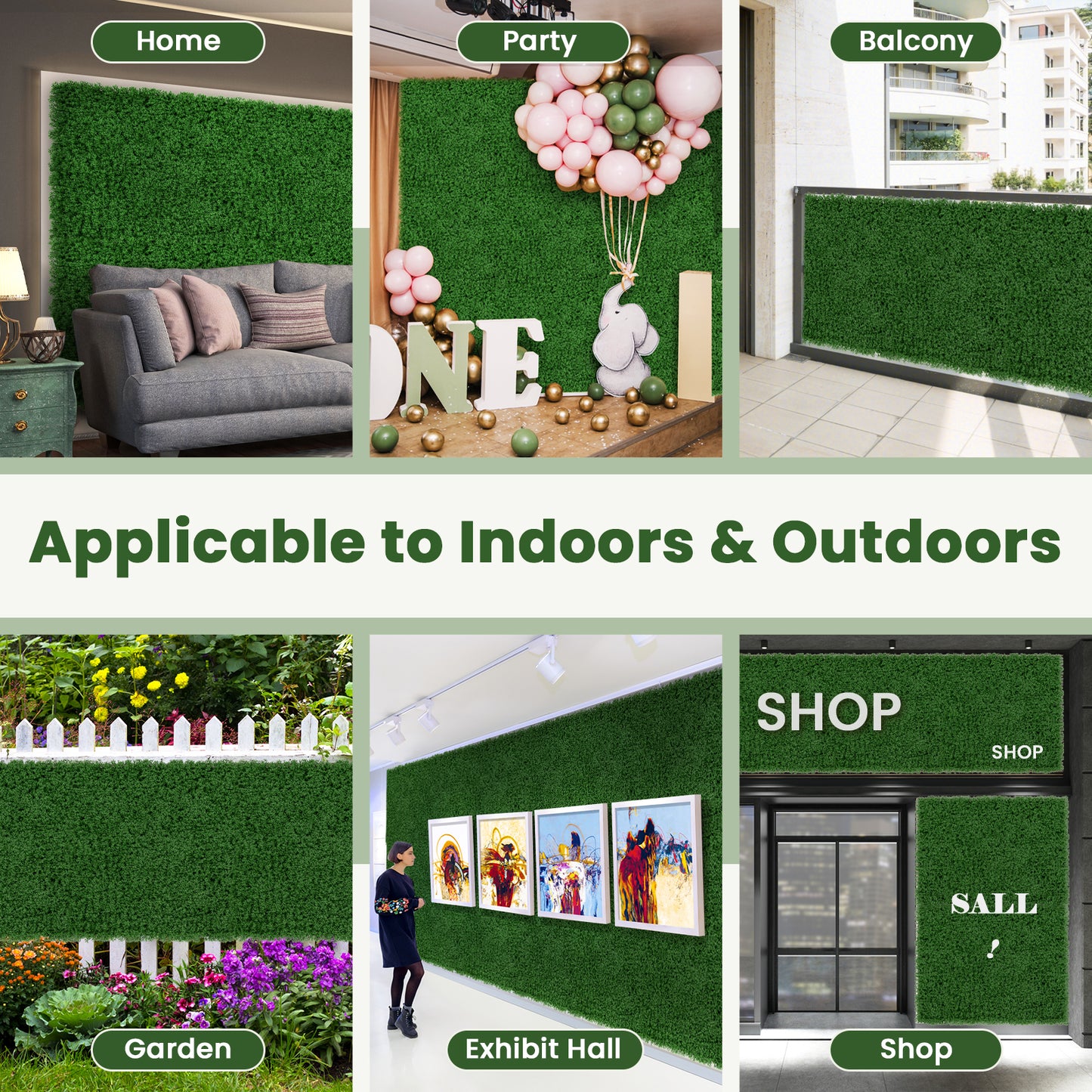 12 Pack 20x20 Inch Artificial Grass Wall Panels – Perfect for Garden, Yard, and Balcony Privacy
