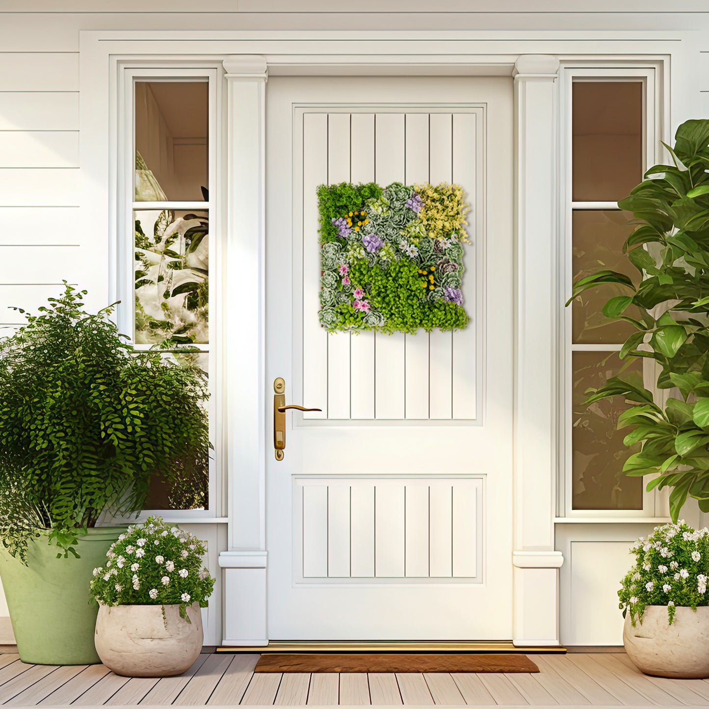 Set of 2 - 3D Hanging Faux Succulent Wall Art with 10 Types of Mixed Plants for Balcony & Home Decor