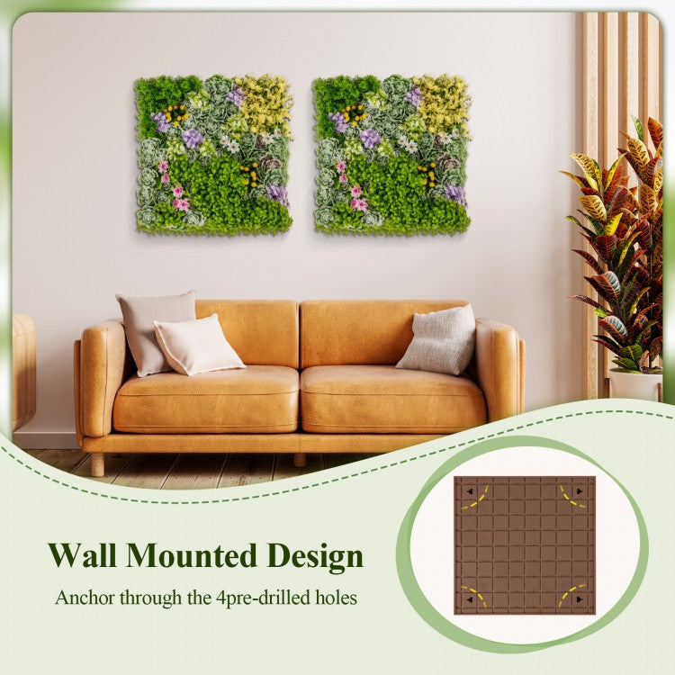 Set of 2 - 3D Hanging Faux Succulent Wall Art with 10 Types of Mixed Plants for Balcony & Home Decor