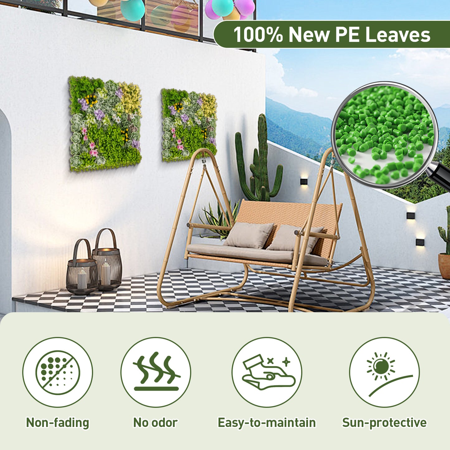 Set of 2 - 3D Hanging Faux Succulent Wall Art with 10 Types of Mixed Plants for Balcony & Home Decor