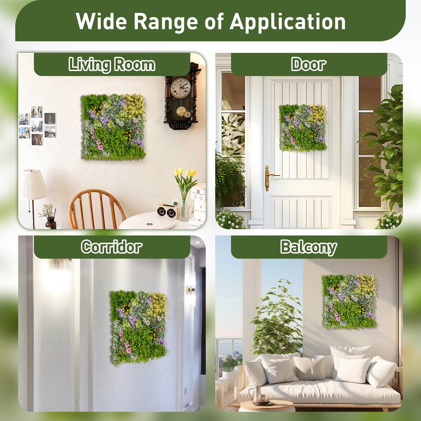 Set of 2 - 3D Hanging Faux Succulent Wall Art with 10 Types of Mixed Plants for Balcony & Home Decor