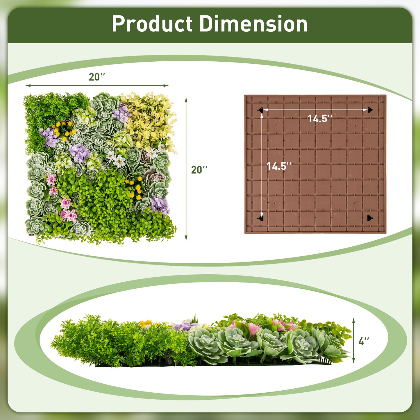 Set of 2 - 3D Hanging Faux Succulent Wall Art with 10 Types of Mixed Plants for Balcony & Home Decor