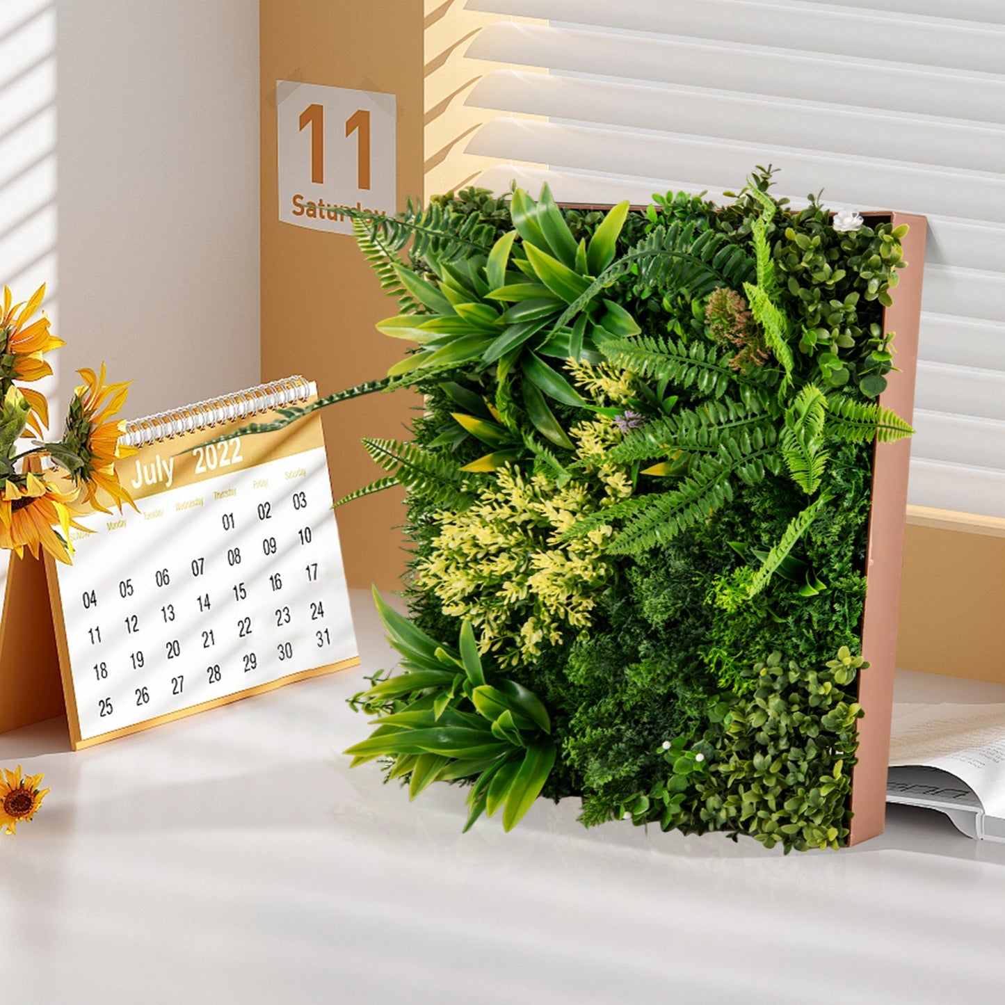 Lifelike 3D Hanging Greenery Hedge with 11 Mixed Faux Plants for Home & Garden