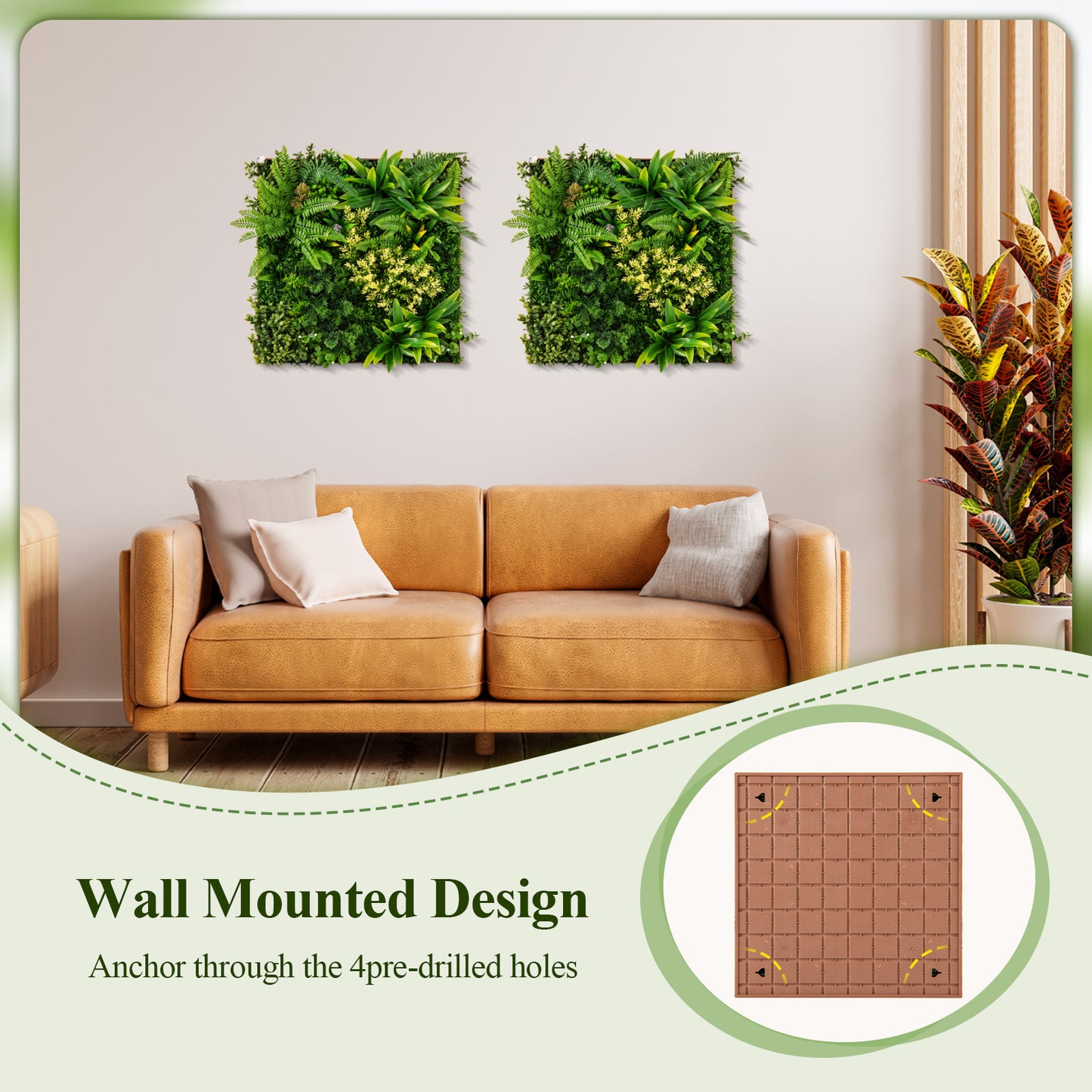 Lifelike 3D Hanging Greenery Hedge with 11 Mixed Faux Plants for Home & Garden