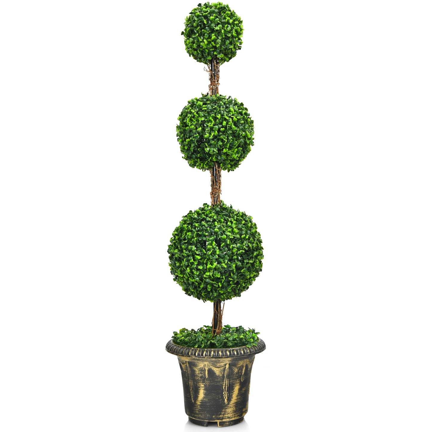 4 Feet Artificial Triple Ball Topiary Tree - Lifelike Indoor/Outdoor Decoration
