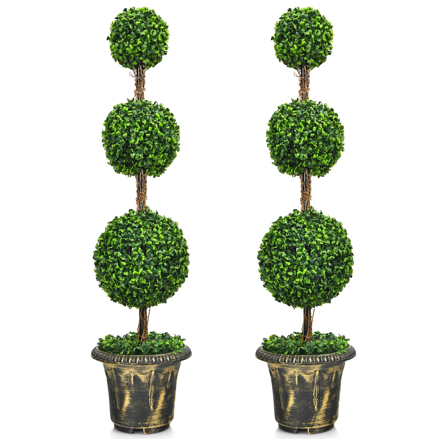 4 Feet Artificial Triple Ball Topiary Tree - Lifelike Indoor/Outdoor Decoration
