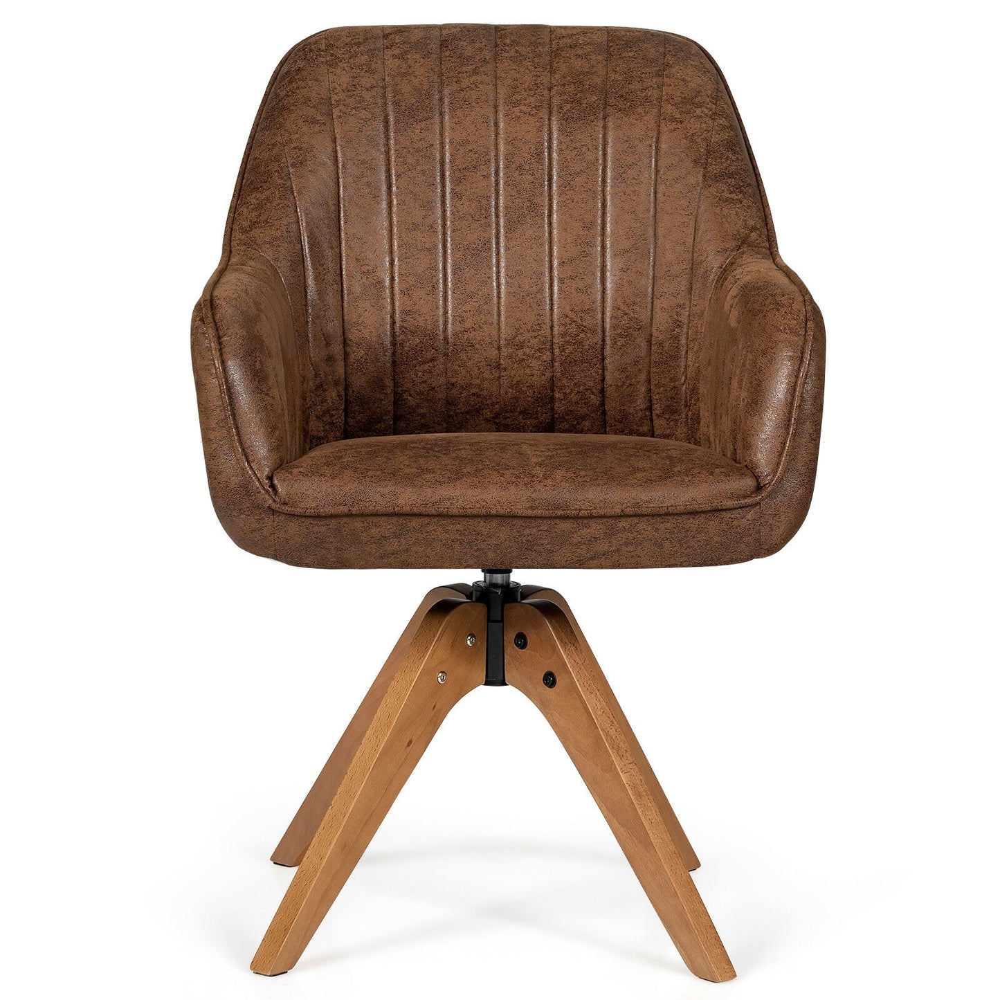 Modern Mid-Century Swivel Chair with Hot-Stamping Cloth and Wooden Base
