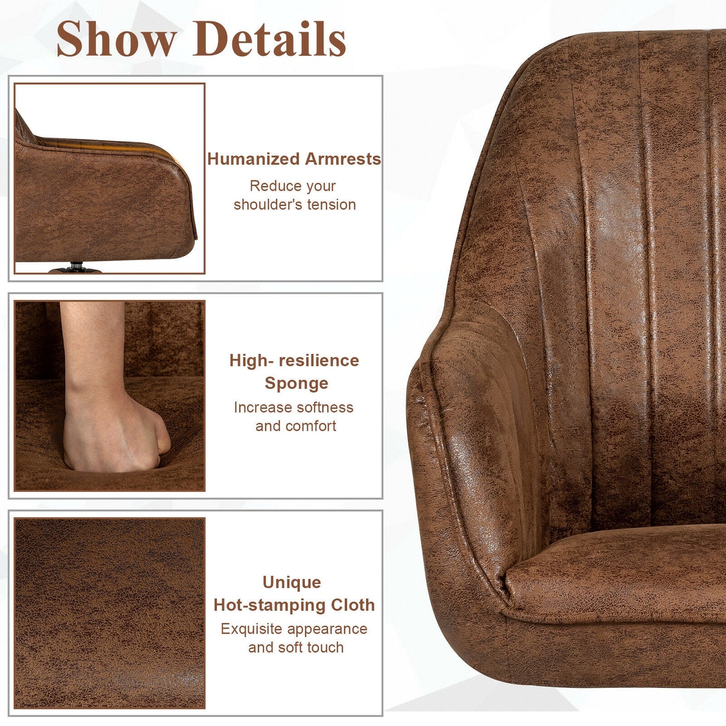 Modern Mid-Century Swivel Chair with Hot-Stamping Cloth and Wooden Base