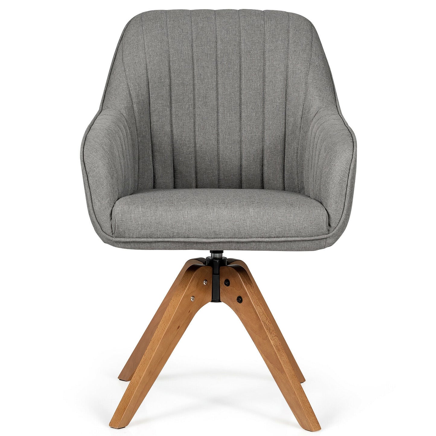 Linen Swivel Accent Armchair with Wooden Legs
