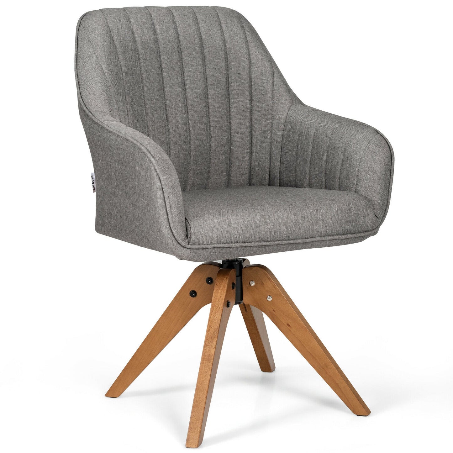 Linen Swivel Accent Armchair with Wooden Legs