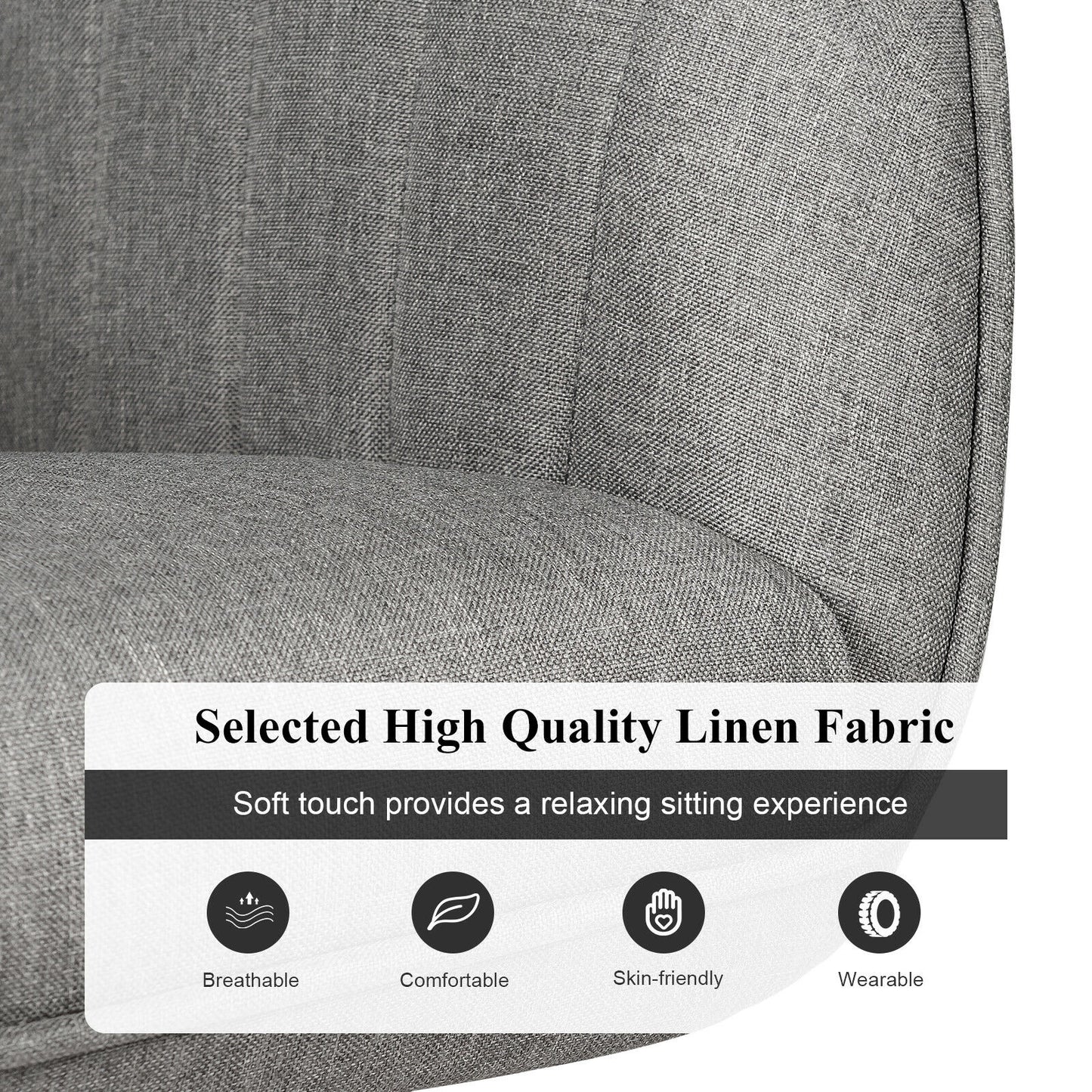 Linen Swivel Accent Armchair with Wooden Legs