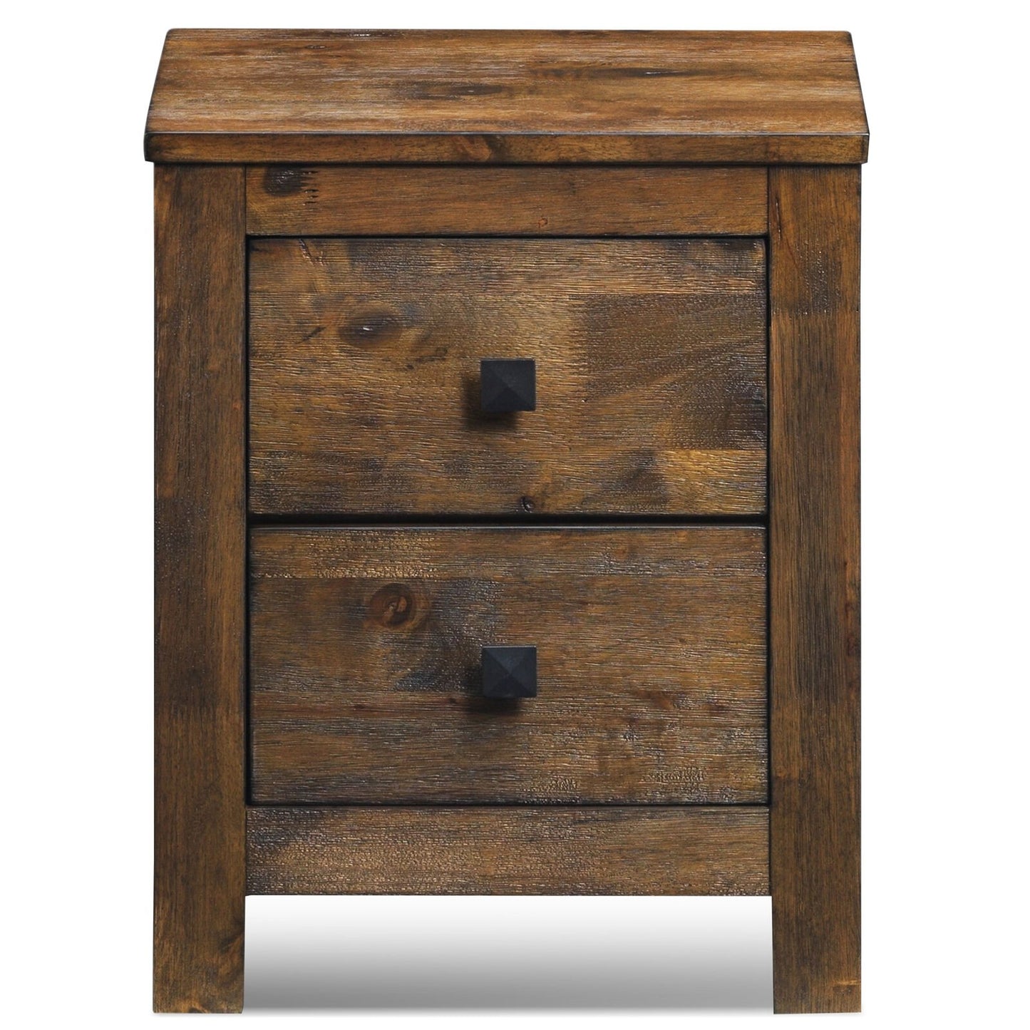 2 Drawer Wooden Nightstand with Sliding Storage Oak End Table