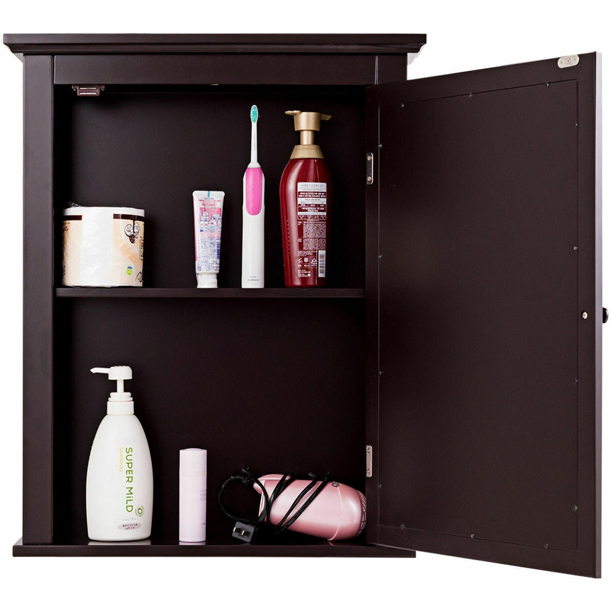 Wall-Mounted Bathroom Mirror Cabinet with Adjustable Shelves