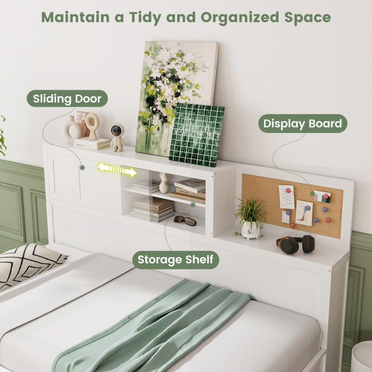 Wooden Daybed with 3 Drawers and Storage Shelves for Bedroom or Living Room - Twin Size