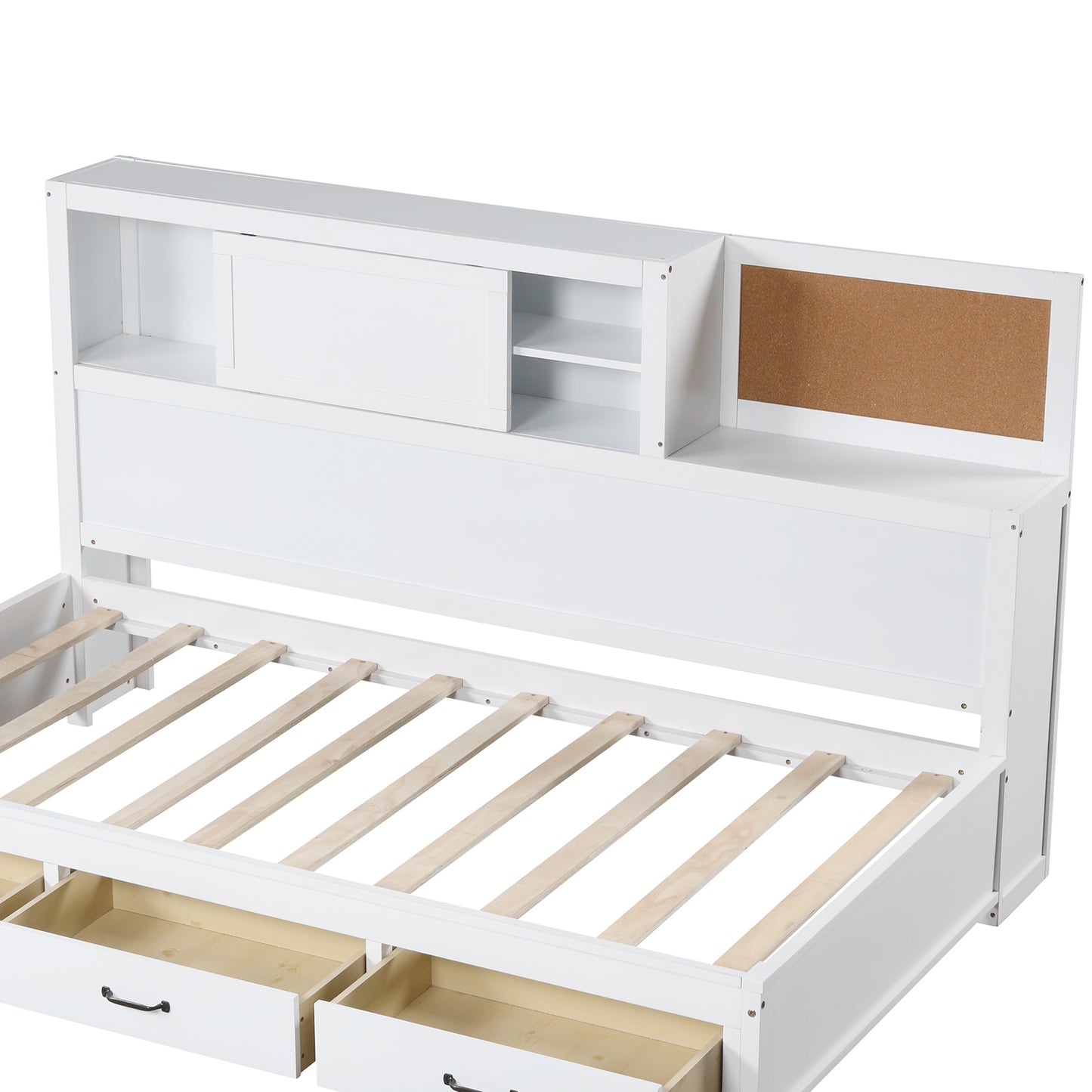 Wooden Daybed with 3 Drawers and Storage Shelves for Bedroom or Living Room - Full Size