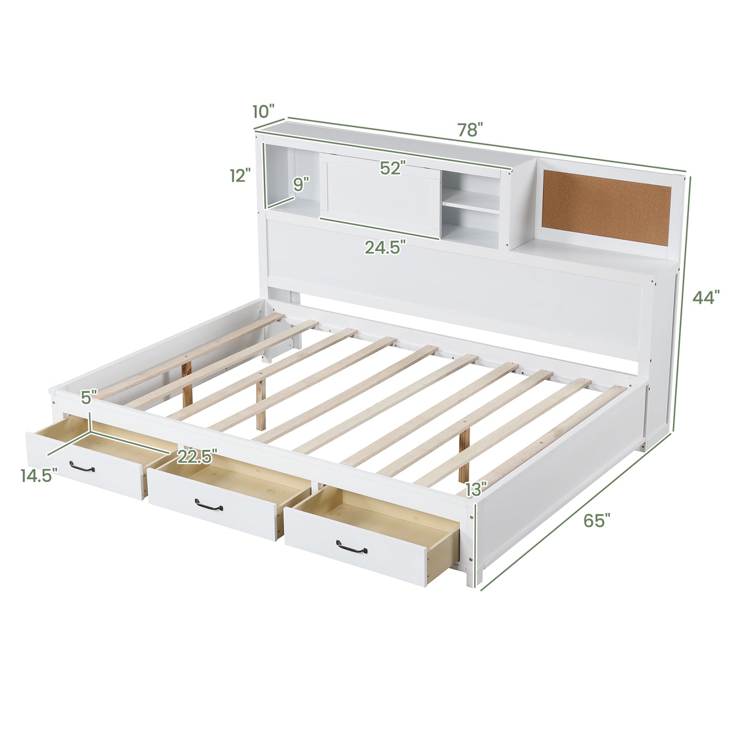 Wooden Daybed with 3 Drawers and Storage Shelves for Bedroom or Living Room - Full Size